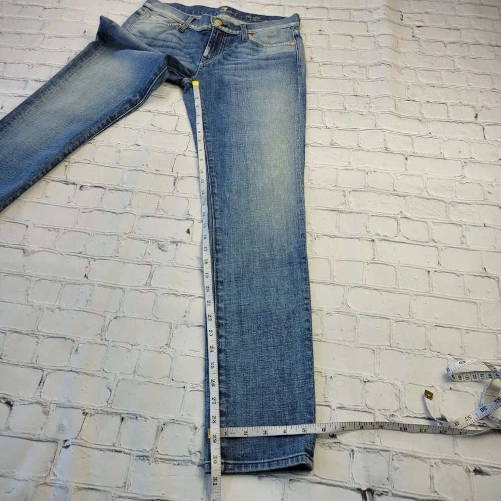 7 for all mankind woman’s blue the slim cigarette jeans size 27 - Picture 3 of 14